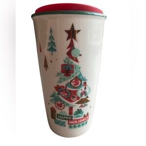 Disney Parks Starbucks Happy Holidays Ceramic Travel Tumbler With Lid